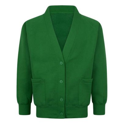 Green Primary School Cardigan With Embroidered Logo